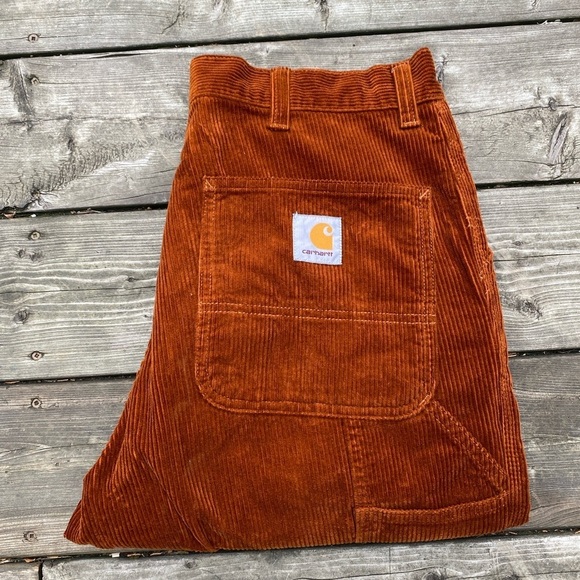 RARE Carhartt WIP Single Knee Corduroy Pants - Brandy Orange Size 32 - Picture 5 of 11